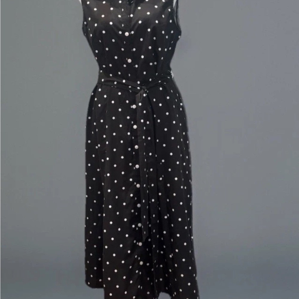 SOLD- Tommy Hilfiger 100% Cotton Black and White Polka Dot Midi Dress - Picture 5 of 9